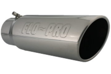 Flo-Pro Exhaust Tip 4" - 5" x 15" Rolled Angle Cut - Stainless