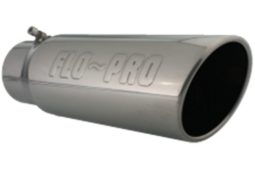 4515FB - Flo-Pro Exhaust Tip 4-inch - 5-inch x 15-inch Rolled Angle Cut - Stainless
