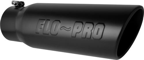 4515FBX - Flo-Pro Exhaust Tip 4-inch - 5-inch x 15-inch Rolled Angle Cut - Black Powder Coated