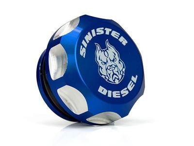 SD-FP-6.7 - Sinister Diesel's Billet Blue Fuel Cap Kit for 2013-2018 Dodge Cummins 6.7L diesels