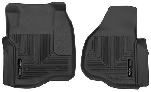 53301 - Husky Floor Mats - Front - Ford 2011-2016 SuperCab/CrewCab w/o Drivers Foot Rest w/o Manual Trans Case Shifter
