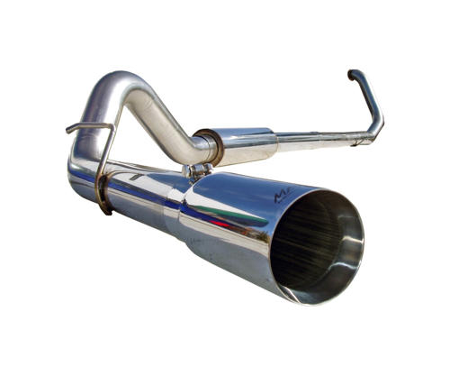 S6200304 - MBRP's 4-inch Turbo Back PRO Series Exhaust System for your 1999-2003 Ford Powerstroke 7.3L F250/F350 diesel pickup. Made from mirror polished T304 stainless steel (which lasts longer than aluminized exhaust), this kit comes with a polished stainless muffler and exhaust tip.