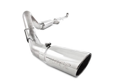 S6004304 - MBRP's 4-inch Down Pipe Back PRO Series Exhaust System for your 2001-2007 GMC Chevy Duramax 6.6L LB7, LLY, and LBZ diesel pickup. Made from mirror polished T304 stainless steel (which lasts longer than aluminized exhaust), this kit also comes with a polished stainless muffler and exhaust tip.