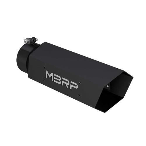 Image de MBRP HEX Exhaust Tip - 4" - 5" x 16" Black Coated w SS logo