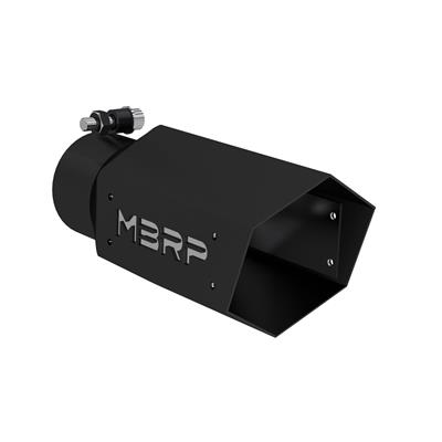 Image de MBRP HEX Exhaust Tip - 3" - 4" x 10" Black Coated w SS logo